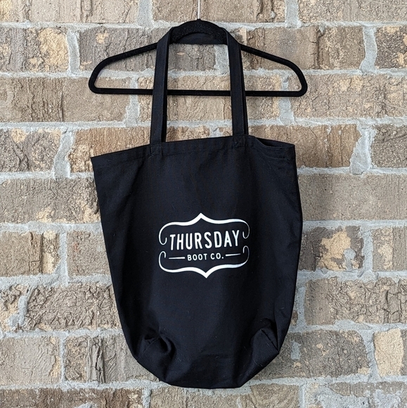 NEW Thursday Boot Co Black Cotton Canvas Logo Tote Bag - Picture 1 of 5